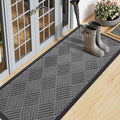Smiry Front Door Mat Outside Entrance, Heavy Duty Outdoor Indoor Natural Rubber Doormat, Non Slip, Trap Dirt and Moisture, Easy Clean, Low Profile Patio Porch Entryway Mat, 47x17, Grey