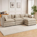 saows Modular Sectional Sofa, 112.2 Inch L Shaped Couch Set with Armrests, 3-Seater Comfy Cloud Couches for Living Room Apartment, Coffee