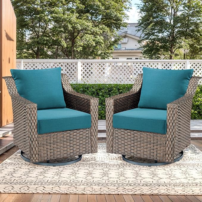 Luxury Outdoor Seat Cushion Set-24 x 24 x 6 Inch Outdoor Chair Cushions Set of 2 with Water Resistant & Removable Cover Outdoor Cushions for Patio Furniture Chair Sofa Couch