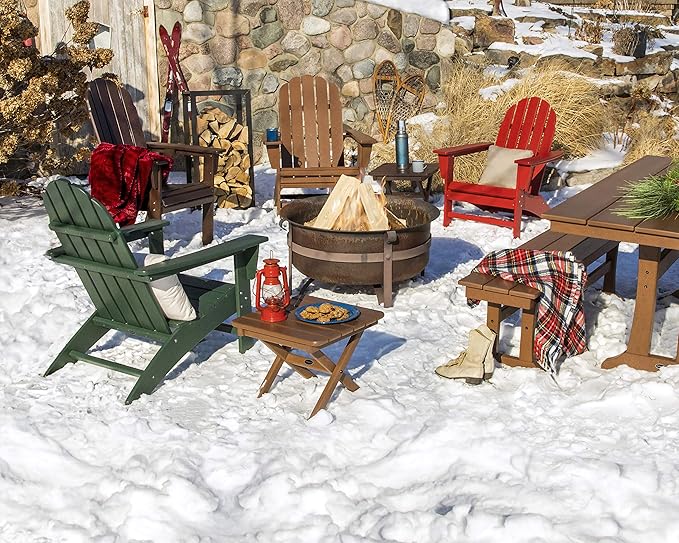 Polywood Vineyard Adirondack Chair - Black HDPE Outdoor Patio Furniture - Classic Design for Deck, Lawn, Garden, Beach, Pool, Fire Pit - Comfortable Wide Armrests