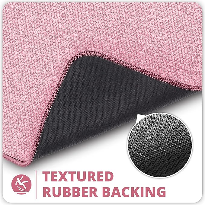 Bosap Bath Mat,Ultra Thin Bathroom Runner Rugs,Large Bath Mats for Bathroom,Quick Dry,Non-Slip,Machine Washable,Low Pile,Bath Rug,Shower Outside,Sink,Home Decor Accessories.Pink,1'5"x4'11"（17x59inch）