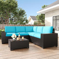 LayinSun 6 Pieces Patio Furniture Set, Black Rattan Modular Sectional Outdoor Conversation Sofa Set