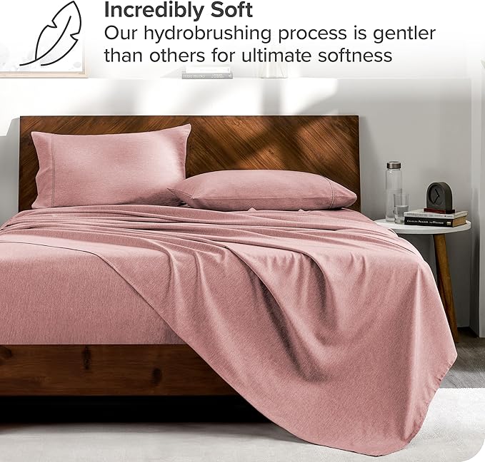 Bare Home Bed-in-A-Bag 7 Piece Comforter & Sheet Set - Full - Goose Down Alternative - Ultra-Soft 1800 Premium - Bed Set - Cationic (Full, Heathered Rosewood)