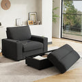 Merax 42.8" Oversized Chaise Lounge Chair with Storage Ottoman,Corduroy Sofa Bed with Cup Holders,USB Charging Port,Upholstered Sleeper Chair,Deep - Seat Reading Couch for Living Room,Bedroom,Grey
