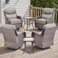 Rilyson Outdoor Patio Furniture Set - Weather Resistant Wicker,High Back,6 inch Cushions,6 Piece Patio Furniture Set with Swivel Rocker Chairs and Side Table for Deck Porch Yard,Brown/Beige