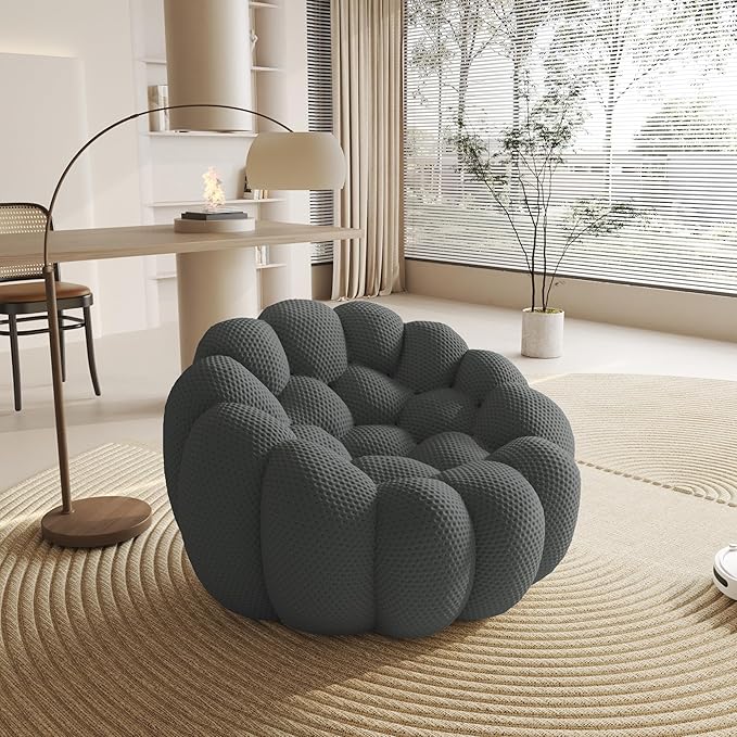 WJShome Bubble Couch,48' Modern Curved Sofa, Morden Lazy Floor Sofa, Memory Foam Bean Bag Floor Couch Lounge Chair for Living Room, Office, Apartment (Dark Gray)