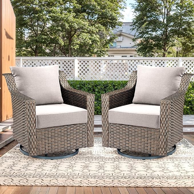 Luxury Outdoor Seat Cushion Set-24 x 24 x 6 Inch Outdoor Chair Cushions Set of 2 with Water Resistant & Removable Cover Outdoor Cushions for Patio Furniture Chair Sofa Couch