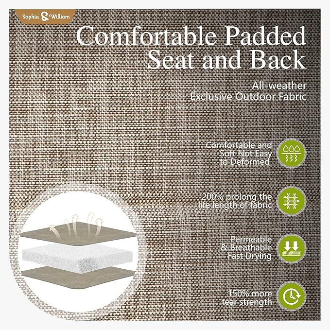 Sophia & William 9 Piece Outdoor Patio Dining Set, Patio Furniture Set with 8 Swivel High Back Patio Dining Chairs and Square Metal Table, All Weather Textilene Fabric for Backyard, Poolside, Balcony