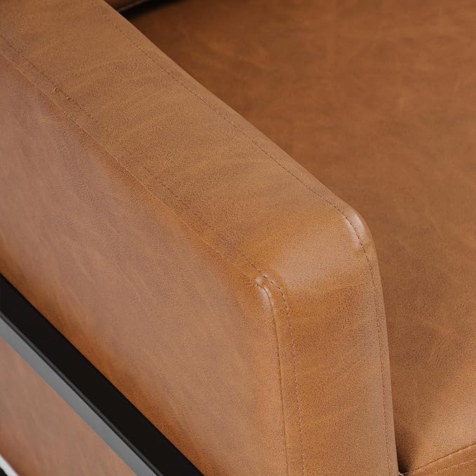 HomePop Modern Metal Frame Accent Chair|Homepop Home Décor|Accent Chairs for Living Room & Bedroom - Carmel Faux Leather
