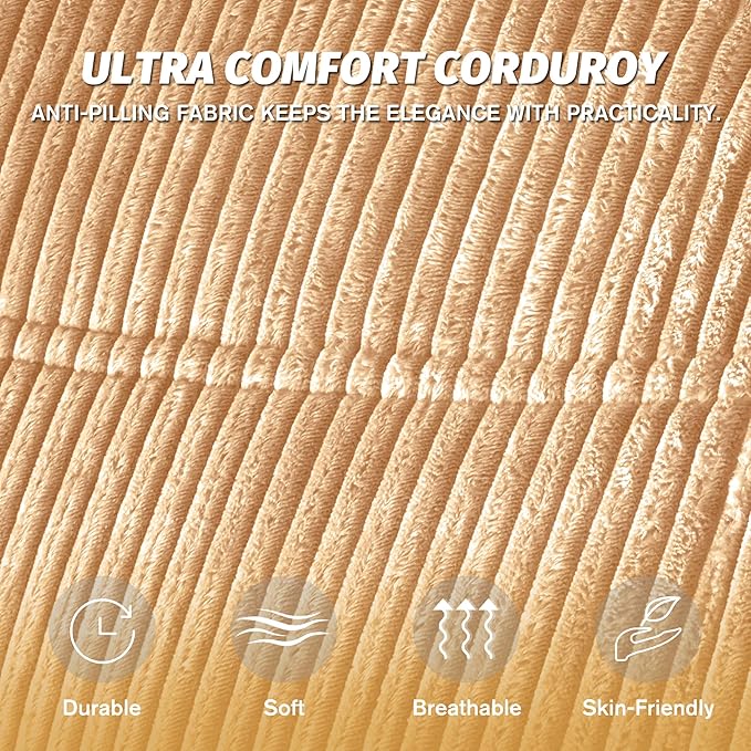 Bean Bag Chair,Giant Beanbag Chairs for Adults,Comfy Large Fireside Chair Lazy Sofa,Corduroy Bean Bag Lounger with Memory Foam Filled,Floor Sofa Couch for Home,Dorm,Living Room (Khaki)