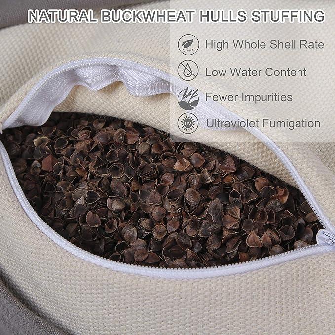 FelizMax Zafu Buckwheat Meditation Cushion,D=13"/16" H=5.5",Round Zabuton Meditation Pillow,Yoga Bolster Kneeling Pillow Premium Yoga Pillow for Sitting on Floor Zippered Cotton Cover