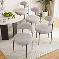 Farini Dining Chairs Set of 4,Mid-Century Modern Kitchen Chair Curved Backrest Round Upholstered Sherpa Dining Chairs with Metal Legs,Grey