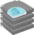 Chair Cushions for Dining Chairs, Non Slip Chair Pads with Ties and Washable Covers, Memory Foam Kitchen Chair Cushions Set of 4, 16"X16"X2.5", Dark Gray