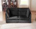 Oversized Modular Sofa, Extra Deep Cloud Corduroy Sectional Couch with Ottoman Chaise, Fluffy Corduroy 2 Seater Sofa Bed for Living Room, Villa (Loveseat Sofa, Corduroy Black)
