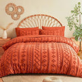 MR&HM Full Size Bed Sheets and Comforter Set Terracotta, 7 Pieces Tufted Boho Beddding Sets, Farmhouse Bed in a Bag with 1 Comforter, 2 Pillow Shams, 2 Pillowcases, 1 Flat Sheet, 1 Fitted Sheet