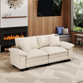 MIXPATIO 87" Cloud Modular Sectional Loveseat, 2-Seater w/Deep Seat & Removable Arms, Plush Corduroy for Small Living Room & Apartment - Beige