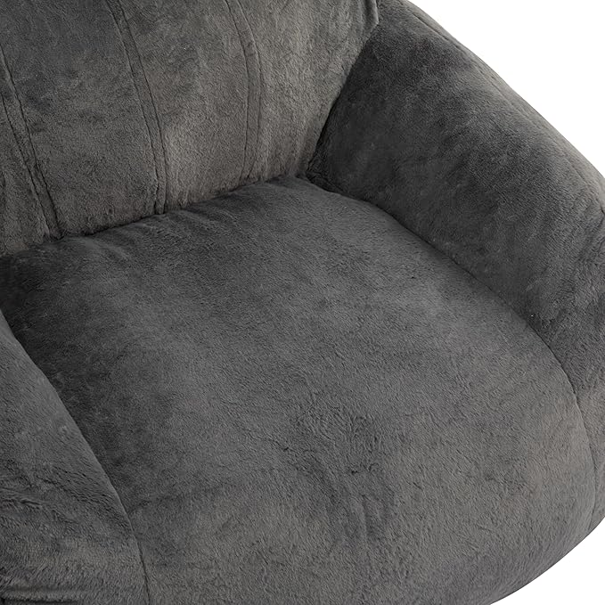 Indoor Bean Bag Chair,Faux Fur Lounge Seat with Shredded Memory Foam Fill – Ergonomic, Eco-Friendly, Comfort Space-Saving Floor Seating for Bedroom Dorm Apartment Living Room,Gray