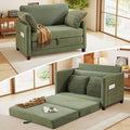 kakuboohi 51" Loveseat Sleeper Sofa Bed, Corduroy Convertible Floor Sofa Bed for Small Spaces, Folding Couch Bed with Deep Seat, 2 Pillows & Solid Frame, Pull Out Floor Couch for Living Room, Green