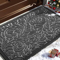 Yimobra Door Mat Outside Entrance 29.5x17, Waterproof Sturdy Outdoor Mats for Front Door, Heavy Duty Non-Slip Doormat for Garage Patio Entryway Indoor, Easy Clean, Grey