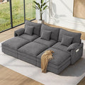 Vesgantti 108" Sectional Sleeper Sofa, 6-Seater Oversized Modular Cloud Couch with Movable Ottoman, Chenille Large Sofa Bed Convertible Deep Seat Couches for Living Room, Bedroom and Apartment, Gray