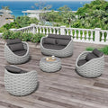 Erotr Fully Assembled Patio Furniture Set: 5-Piece Woven Rope Outdoor Conversation Set Cushioned - Modern Metal Deck Loveseat Chair Table Set - Porch Seating for Courtyard Garden Poolside Hotel Resort