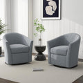 DREAMSIDEA Swivel Accent Chair Armchair, Modern Round Single Sofa Seating Comfy Reading Barrel Chairs for Living Room Bedroom (Light Grey, Set of 2)