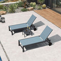 PURPLE LEAF Patio Lounge Chair Set for 2 Outdoor Chaise Lounge with Adjustable Backrests and Wheels Aluminum Reclining Pool Chair for Outside Yard Poolside Table Included, Teal