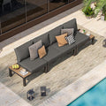 Oasbira Aluminum Outdoor Patio Furniture Set, 4 Seats Modular Patio Sectional Sofa Set with Adjustable Backrest & Removable Cushions, All-Weather Outdoor Conversation Sets for Garden & Yard, Graphite