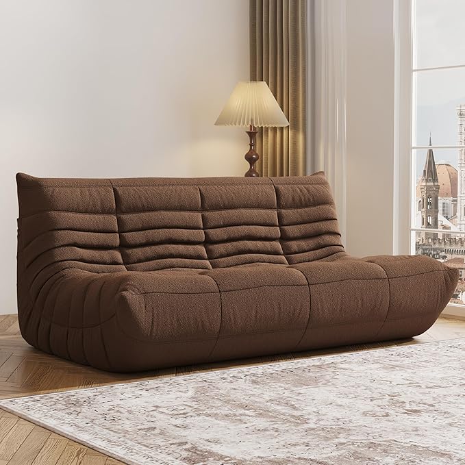Bean Bag Chair, Fireside Chair, Large Bean Bag Chair for Adults, Bean Bag Chairs for Teens with High-Resilience Foam, Non-Slip Base Floor Lounge Sofa,Living Room (Coffee, 3-Seater)