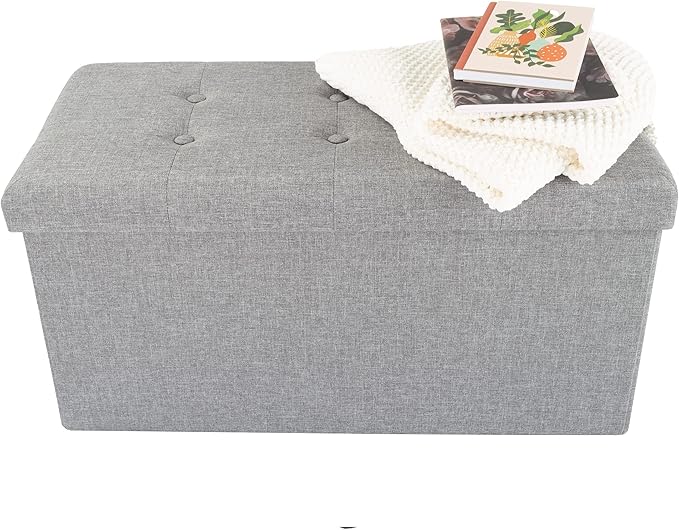 Lavish Home Storage Ottoman ' Folding Foot Rest Toy Chest or Shoe Bench Organizer with Removable Bin