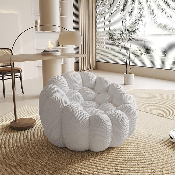 WJShome Bubble Couch,48inch Modern Curved Sofa, Morden Lazy Floor Sofa, Memory Foam Bean Bag Floor Couch Lounge Chair for Living Room, Office, Apartment (Gray)