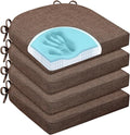 Chair Cushions for Dining Chairs, Non Slip Chair Pads with Ties and Washable Covers, Memory Foam Kitchen Chair Cushions Set of 4, 16"X16"X2.5", Brown