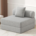 DURASPACE Folding Sleeper Sofa Bed Convertible Foam Floor Mattress Couch, Single Boneless Fold Out Lounger Chair Bed for Living Room Bedroom (Chenille Gray)