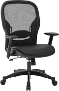 Space Seating 24 Series Professional Breathable Mesh Back Manager's Adjustable Office Chair with Bonded Leather Seat, Black