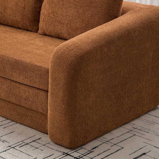 71" Foldable Sofa Bed, Chenille Loveseat with Armrest and Backrest Pillows, Convertible Boneless Couch, Modern Floor Couches for Living Room, Guestroom and Apartment