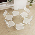 6 Pack Plastic Folding Chair Foldable Portable Plastic Chair,Outdoor Indoor Portable Party Chairs,Stackable Commercial Seats with Steel,300-Pound Capacity,White