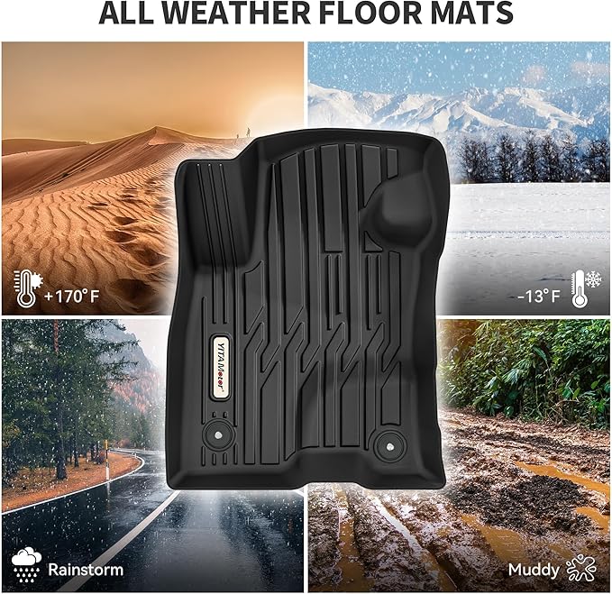YITAMOTOR Floor Mats Compatible with 2022-2025 2026 Ford Maverick Hybrid, Custom Fit Maverick Car Mats, All-Weather TPE Front and Rear Row Floor Liners, Black