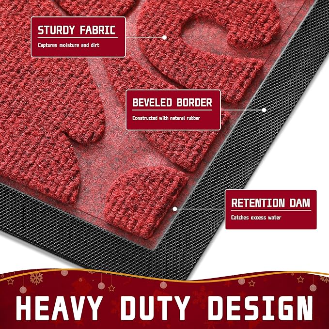 Yimobra Large Welcome Mat 47x24, Waterproof Non-Slip Outdoor Mats for Front Door Outside Entrance, Low-Profile Entryway Mat Indoor for Garage Patio, Wine Red