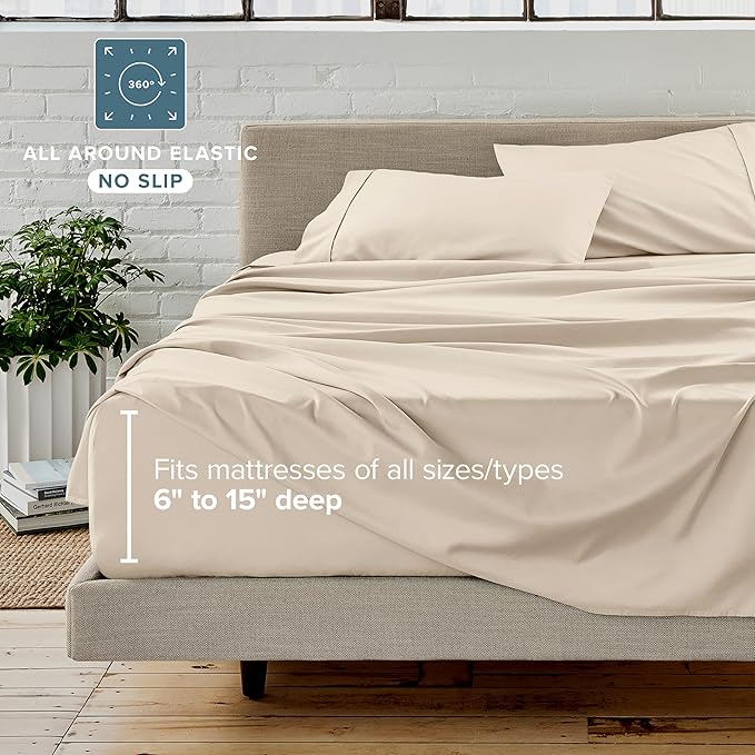 Bare Home Bed-in-A-Bag 5 Piece Comforter & Sheet Set - Twin XL - Goose Down Alternative - Ultra-Soft 1800 Premium Bed Set (Twin XL, Taupe/Sand)