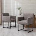 BESTANO Set of 2 Upholstered Dining Chairs with Armrest, PU Leather Modern Accent Armchairs, Kitchen & Dining Room Chairs Side Chairs, Grey