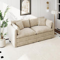 Aoowow Modular Sectional Sofa Modern Convertible Loveseat Couch,77.16 Inch Deep 2-Seater Sofas Comfy Chenille Cloud Sofas and Couches with Pillows for Living Room Apartment（Camel）