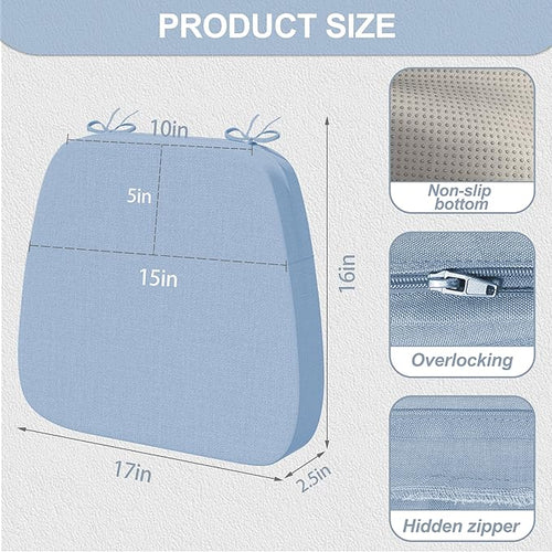 17'' x 16'' x 2.5"Thick Chair Cushions for Dining Chairs, 4 Pack WaterProof Easy Clean Kitchen Chair Pads with Ties and Non-Slip Backing - 30D High Elastic Foam Soft Kitchen Chair Cushions
