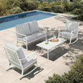 HERA'S HOUSE 4-Piece Patio Furniture Set with Metal & Rattan Design, 2 Rocking Chairs, 2-Seat Lover Sofa & Marble Coffee Table, All-Weather Outdoor Conversation Set for Garden Backyard, Grey