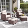 LayinSun 5 Pieces Patio Furniture Set with Swivel Chairs, Rattan Wicker Rocking Glide Chairs with Coffee Table Conversation Set