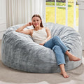Hobestluk Bean Bag Chairs Giant Beanbag Chair with Filler, Memory Foam Bean Bags with Fluffy & Machine Washable Cover, Bean Bag Chairs for Aduts for Living Room, Bedroom (Grey, 4FT - 44” x 44” x 24”)