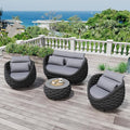 Erotr 4 Pieces Assembled Patio Conversation Sets, Aluminum Outdoor Furniture Sofa Set - Modern Cushioned Set Hand Woven Rope Couch Armchair Set for 4 - All Weather for Indoor Deck Porch Backyard Hotel