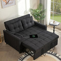 GOSUHI 52" Sleeper Sofa with Pull-Out Bed, 3-in-1 Convertible Sofa Bed, Loveseat with Stepless Adjustable Backrest and Side Pocket, for Living Room Dorm Apartment, Linen, Black