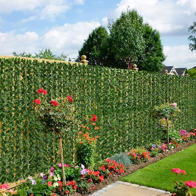 DearHouse Artificial Ivy Privacy Fence Wall Screen, 59x137.8inch Artificial Hedges Fence and Faux Ivy Vine Leaf Decoration for Outdoor Garden Decor