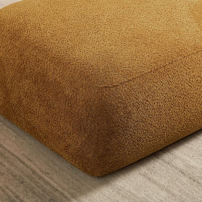 ZEKOKO Boucle Chaise Lounge Chair Indoor Comfy Fluffy Lounge Sofa Upholstered Chaise Lounge Modern Lounge Chair Indoor for Living Room Bedroom Office (Left Hand, Orange)