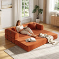 79 Inch 5-in-1 Convertible Sofa Bed, Corduroy Boneless Floor Couch with Fixed Frame & Pillow, Modular Folding Mattress Lounger for Small Space, Living Room, Bedroom - Easy Assembly(Orange)